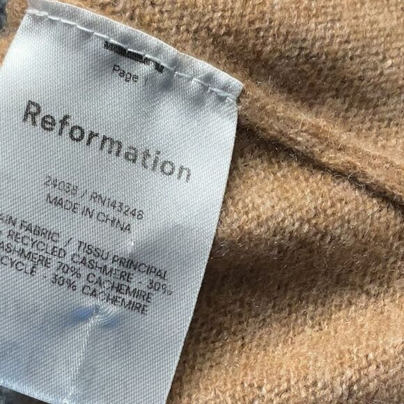 Reformation Cashmere Crewneck Sweater Camel Tan XS - Picture 6 of 10